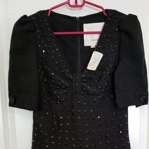 Black studded short sleeve dress